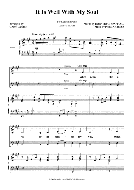 It Is Well With My Soul Choir Satb With Piano Page 2