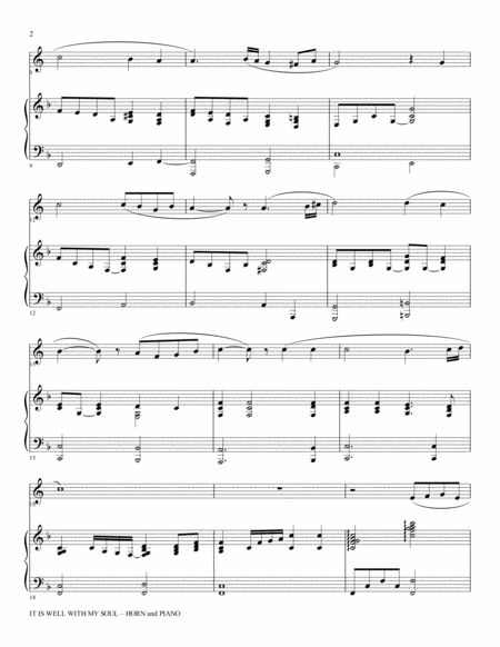 It Is Well With My Soul Duet Horn In F And Piano With Horn Part Page 2