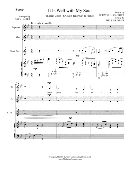 It Is Well With My Soul Ladies Choir Sa With Tenor Sax Piano Page 2