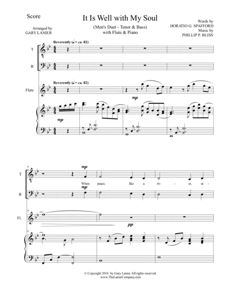 It Is Well With My Soul Mens Duet Tenor Voice Bass Voice With Flute Piano Page 2