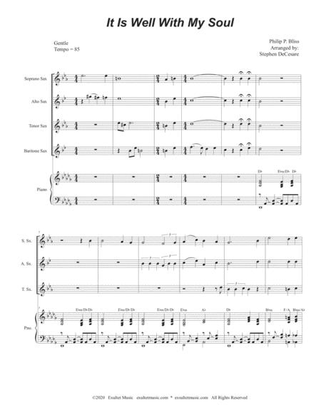 It Is Well With My Soul Saxophone Quartet And Piano Page 2