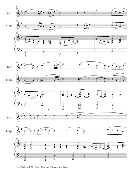 It Is Well With My Soul Trio Bb Clarinet Bb Trumpet And Piano With Parts Page 2