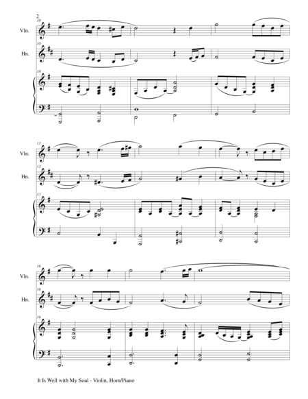 It Is Well With My Soul Trio Violin Horn Piano With Score And Parts Page 2