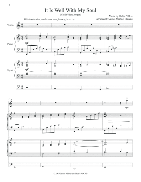 It Is Well With My Soul Violin Solo Piano Organ Page 2