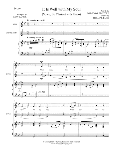 It Is Well With My Soul Voice Bb Clarinet Piano With Score Parts Page 2