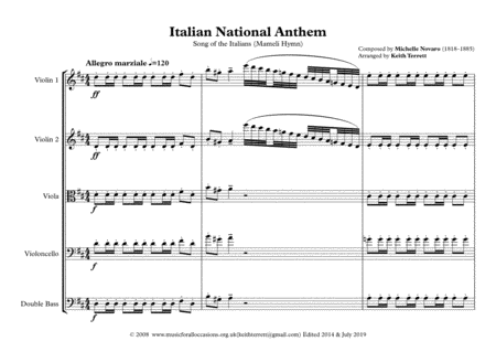 Italian National Anthem For String Orchestra Il Canto Degli Italiani Mamelis Hymn Page 2