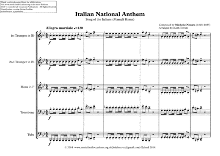Italian National Anthem Il Canto Degli Italiani The Song Of The Italians For Brass Quintet Page 2