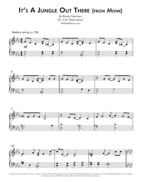 Its A Jungle Out There Early Intermediate Piano Page 2