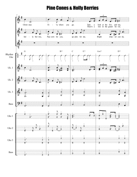 Its Beginning To Look Like Christmas Pine Cones And Holly Berries For Ukulele Trio Ensemble Band Orchestra With Optional Vocals Page 2