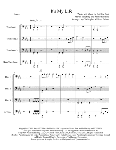 Its My Life Trombone Quartet Page 2