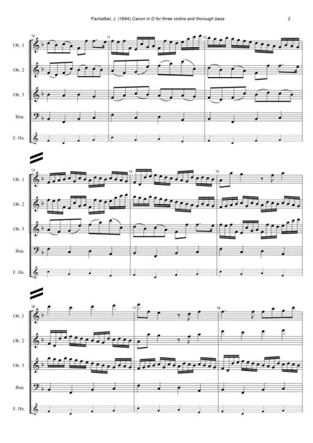 J Pachelbel Canon In D Dur Arr For 3 Oboes Bassoon Or English Horn Page 2