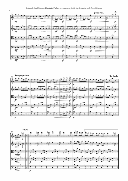 J Straus Pizzicato Polka String Orchestra Score And Parts Page 2