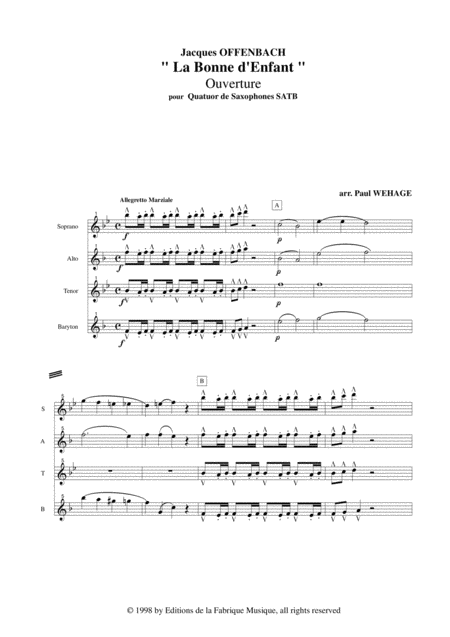 Jacques Offenbach La Bonne D Enfant Overture Arranged For Satb Saxophone Quartet Page 2