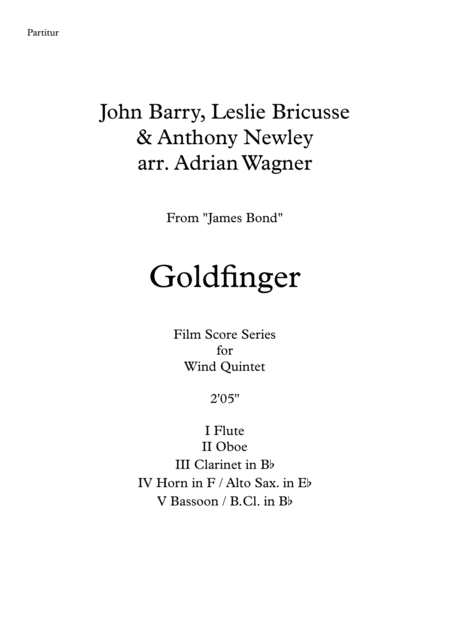 James Bond Goldfinger Wind Quintet Arr Adrian Wagner Page 2