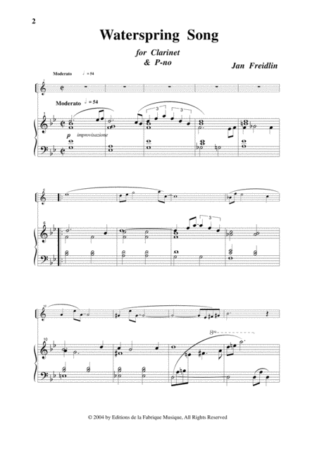 Jan Freidlin Water Spring Song For Bb Clarinet And Piano Page 2