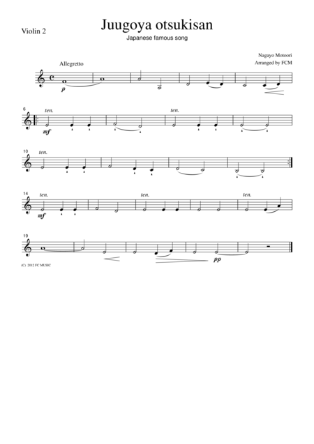 Japanese Famous Song Juugoya Otsukisan For String Quartet Jd017 Page 2