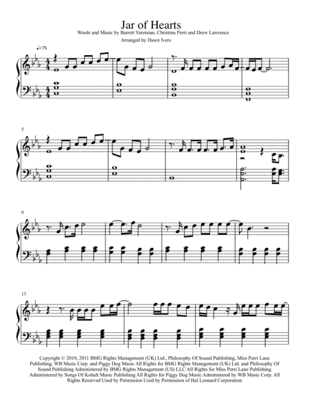 Jar Of Hearts Intermediate Piano Solo Page 2