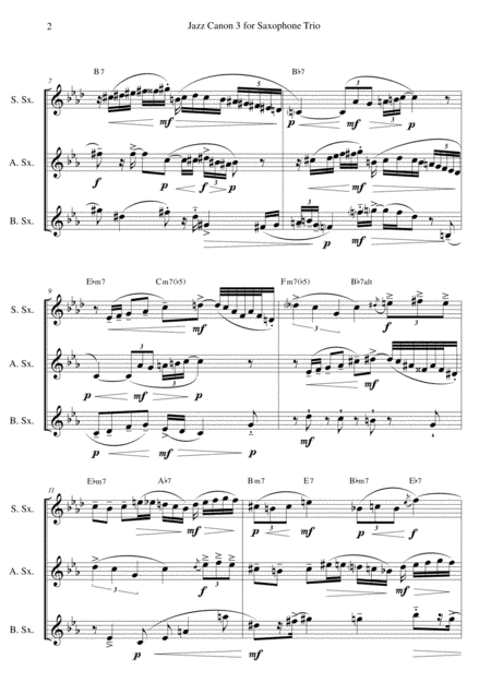 Jazz Canon 3 For Saxophone Trio Page 2