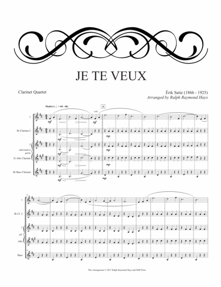 Je Te Veux For Clarinet Quartet Page 2