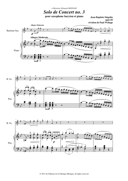 Jean Baptiste Singele Solo De Concert No 3 Opus 83 For Baritone Saxophone And Piano Page 2