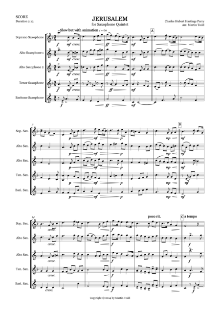 Jerusalem For Saxophone Quintet Saatb Page 2