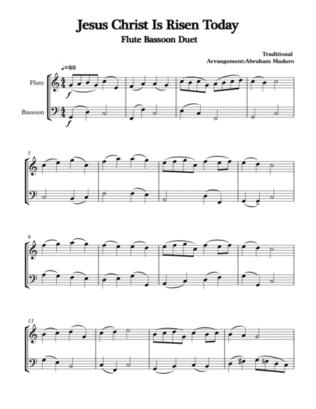 Jess Christ Is Risen Today Flute Bassoon Duet 3 Tonalities Included Page 2