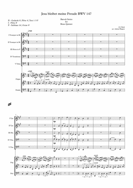 Jesu Bleibet Meine Freude Bwv147 Johann Sebastian Bach Brass Quintet Organ Page 2