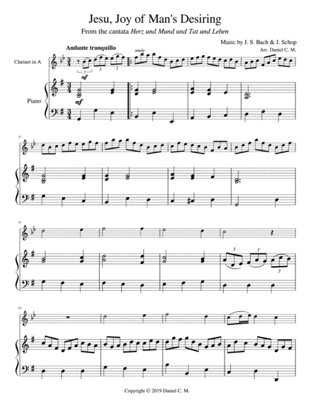 Jesu Joy Of Mans Desiring For A Clarinet And Piano Page 2