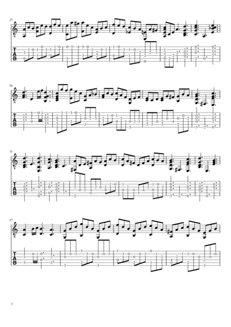 Jesu Joy Of Mans Desiring For Fingerstyle Guitar With Tabulature And Notation Page 2