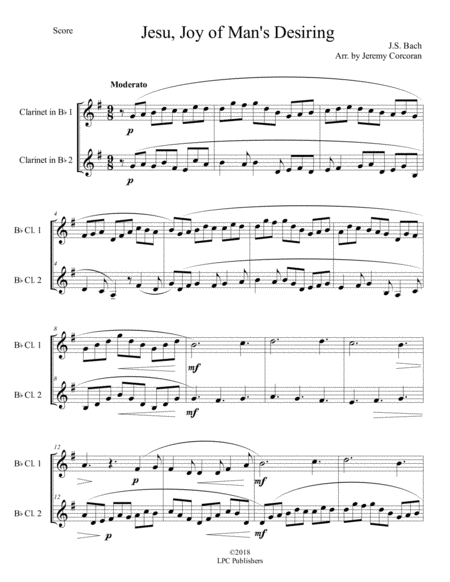 Jesu Joy Of Mans Desiring For Two Clarinets Page 2