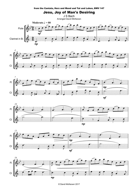 Jesu Joy Of Mans Desiring Js Bach Duet For Flute And Clarinet Page 2