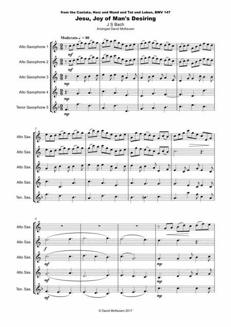 Jesu Joy Of Mans Desiring Js Bach For Saxophone Quintet Page 2