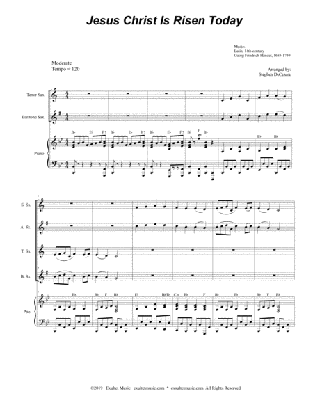 Jesus Christ Is Risen Today For Saxophone Quartet And Piano Page 2