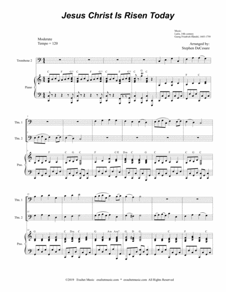 Jesus Christ Is Risen Today Trombone Duet Page 2