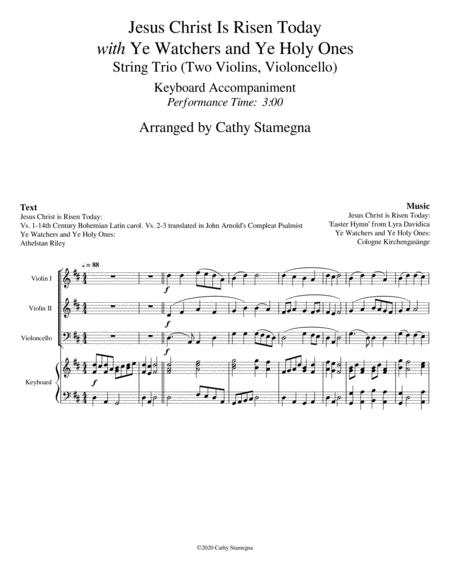 Jesus Christ Is Risen Today With Ye Watchers And Ye Holy Ones String Trio Two Violins Violoncello Keyboard Accompaniment Page 2