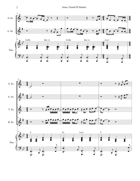 Jesus Friend Of Sinners For Saxophone Quartet Page 2
