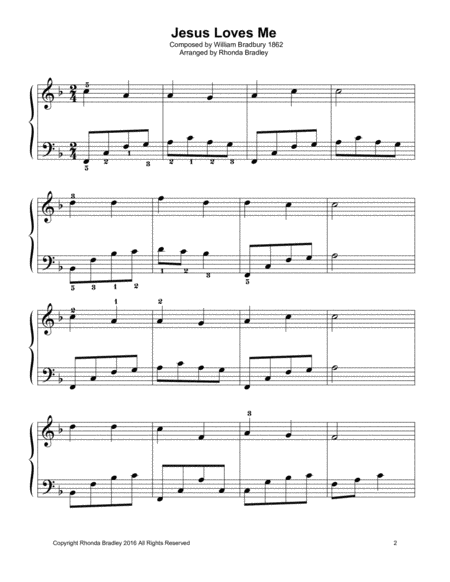 Jesus Loves Me Beautiful Piano Solo For Late Beginners Page 2