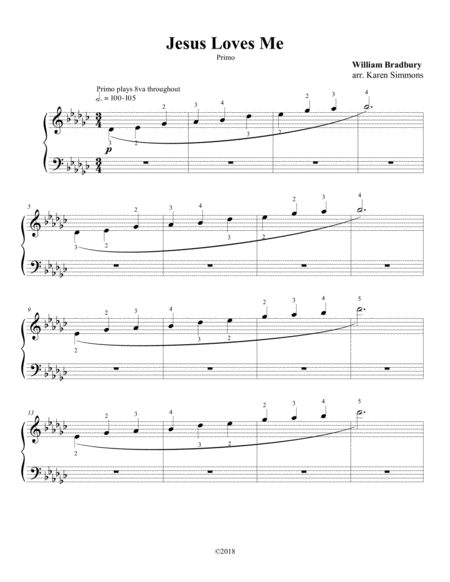 Jesus Loves Me Piano Duet Four Hands Page 2