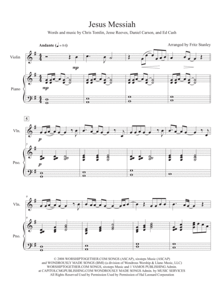 Jesus Messiah Violin Piano Accompaniment Page 2