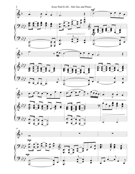 Jesus Paid It All Alt Sax And Piano With Alt Sax Part Page 2
