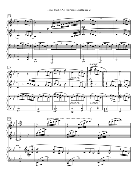 Jesus Paid It All For Piano Duet Page 2