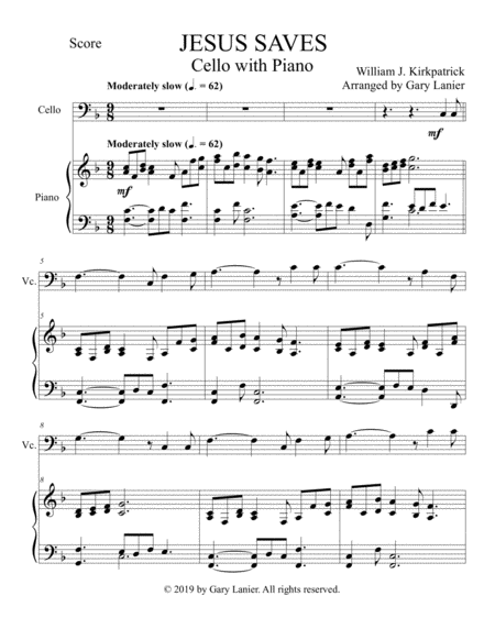 Jesus Saves Cello With Piano Score Part Included Page 2