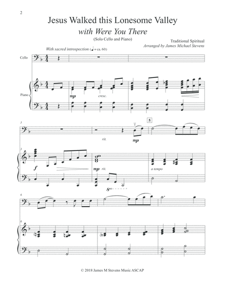 Jesus Walked This Lonesome Valley With Were You There Cello Piano Page 2