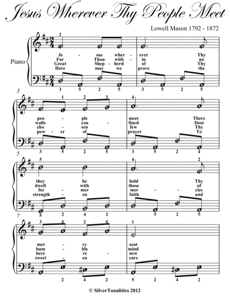 Jesus Wherever Thy People Meet Easy Piano Sheet Music Page 2