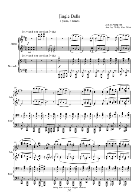 Jingle Bells 1 Piano 4 Hands Page 2