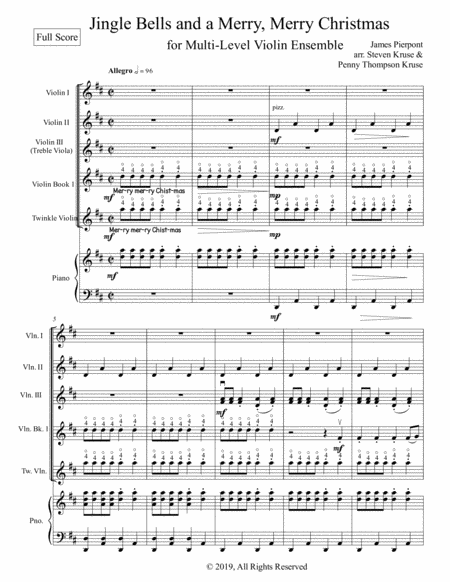 Jingle Bells And A Mer Ry Mer Ry Christ Mas For Multi Level Violin Ensemble Page 2