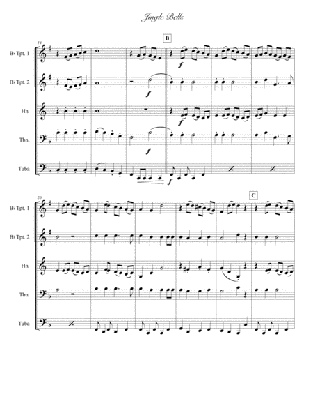 Jingle Bells For Brass Quintet Score Parts Page 2