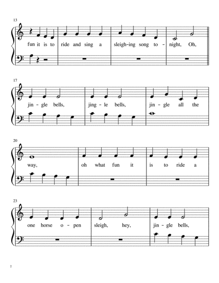 Jingle Bells For Easy Piano Level 1 In Marching Band Style Page 2