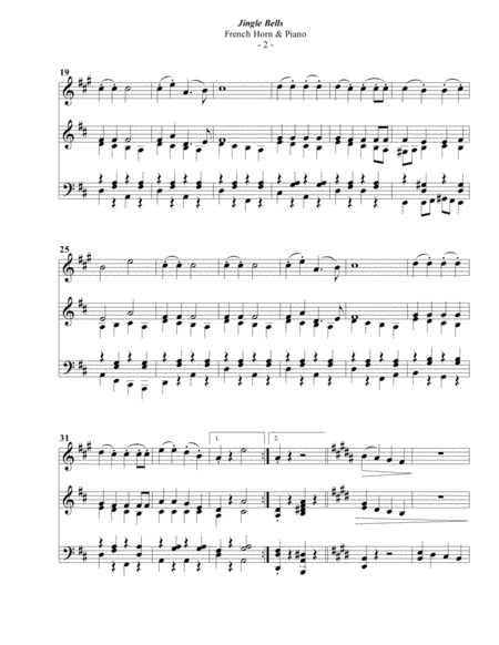 Jingle Bells For French Horn Piano Page 2