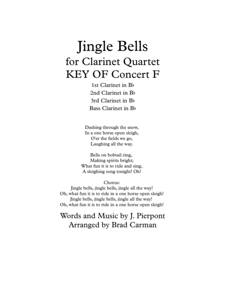 Jingle Bells For Intermediate Clarinet Quartet Page 2